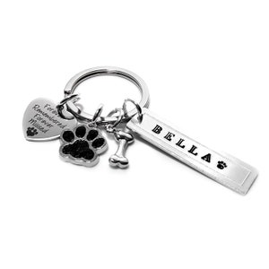 Dog Sympathy Keychain Black Paw Print Forever Remembered Loss Gift