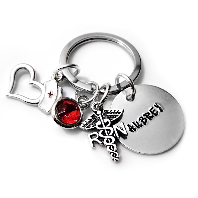Registered Nurse Keychain Personalized Student Hand Stamped Etsy