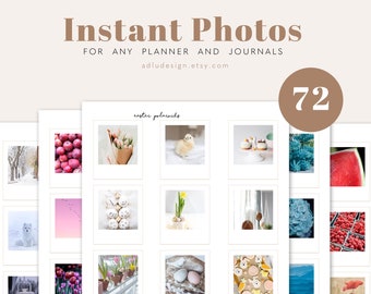 Instant Photos Stickers for Journals and Planners, Aesthetic Decorative Pictures, Printable and Digital Notebook Compatible, PDF & PNG