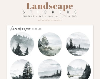 landscape stickers printable for bullet journal planner etsy