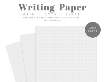 paper with dotted lines for writing Writing Paper Set Printable, Gray Paper on White Dots Grid & Lines Paper, Study Notes, Notes Taking, Digital Notebook,PDF
