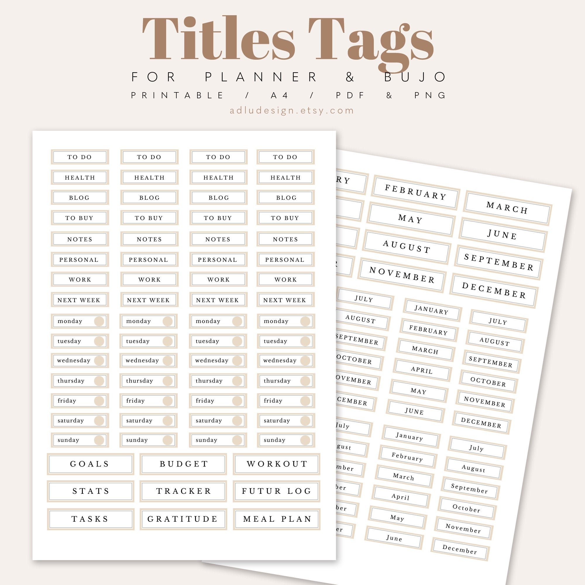 Calendar Month Title - Etsy