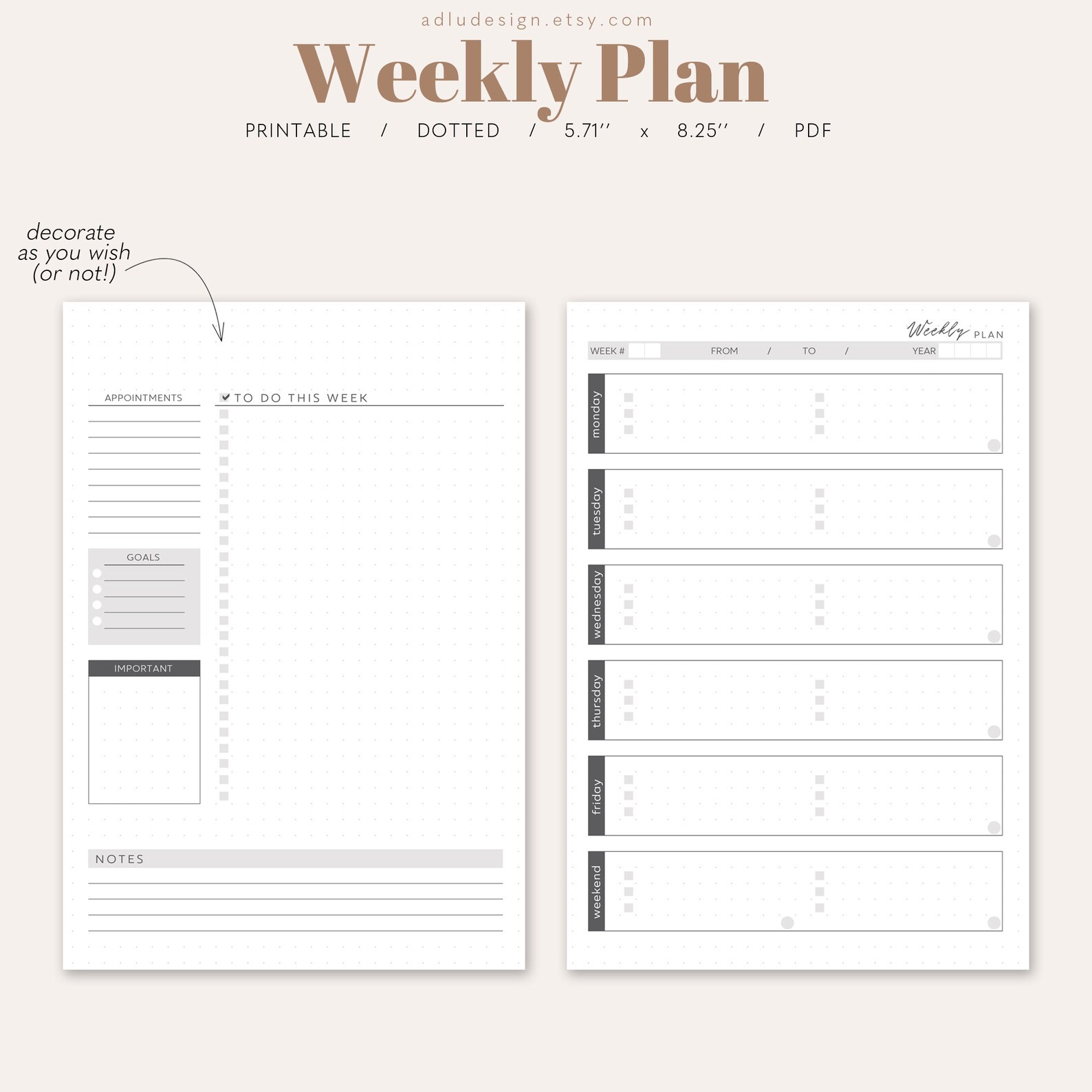 Monthly Plan Printable for Bullet Journal Kit Insert for - Etsy