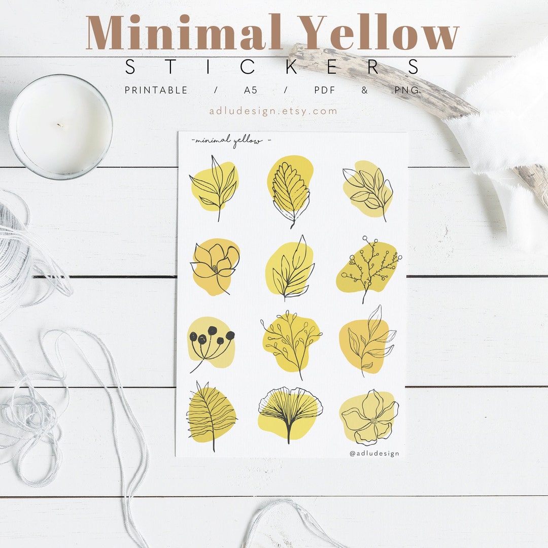 Minimal Yellow Stickers Printable for Bullet Journal and Planner ...