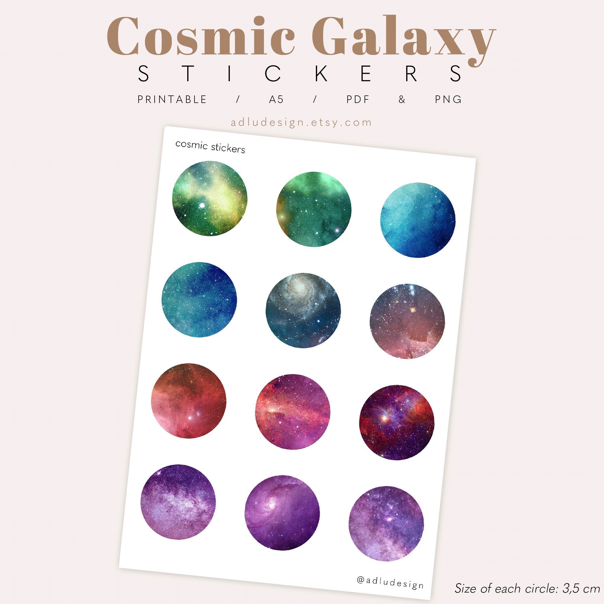 cosmic galaxy stickers printable for bullet journals etsy