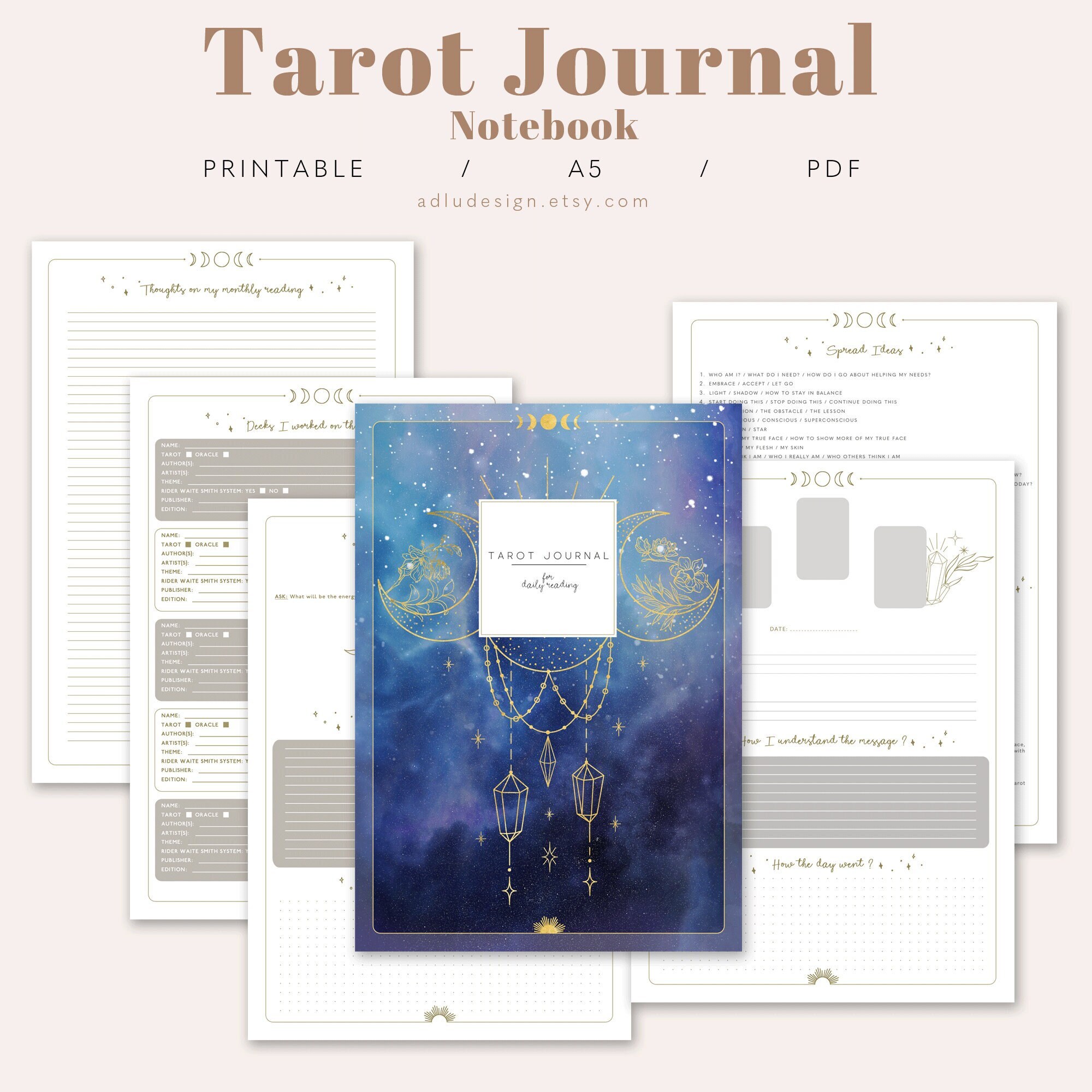 Monthly Tarot Journal Printable 3 Cards Tarot Spread Diary - Etsy