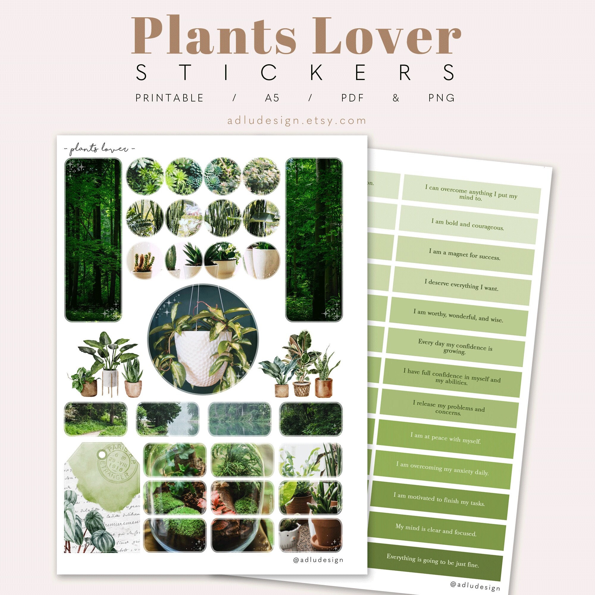 plants lover stickers printable for bullet journal and etsy ireland