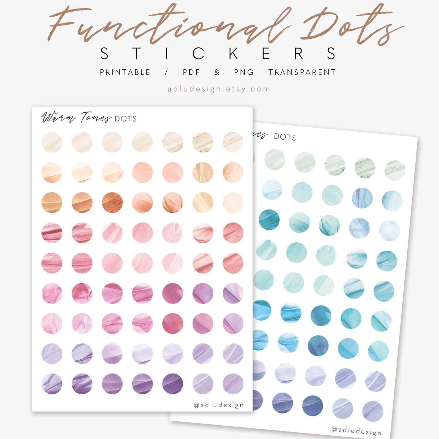 set of 2 dots stickers sheet printable for bullet journal