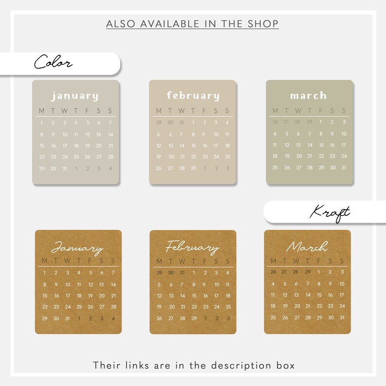 2024 Monthly Calendar Stickers Printable for Journals and Planners