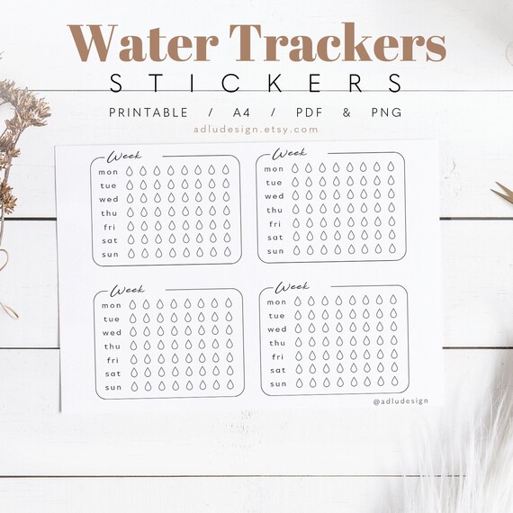 weekly water tracker stickers printable for bullet journal and etsy denmark