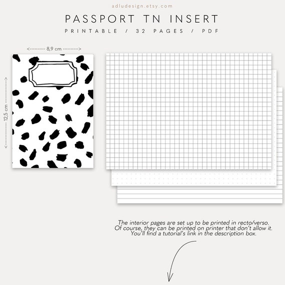 Brushed Pport TN Add, Printable Visitors Laptop, Dots Grid Coated Incorporate, 4 Handles and 32 Internet pages within Black and White graphic regarding Passport Printable titled Brushed Pport TN Increase, Printable Tourists Laptop computer, Dots Grid Included Add, 4 Handles and 32 Webpages inside Black and White