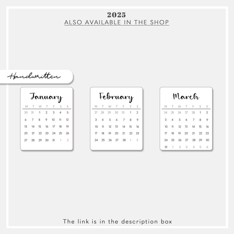 2025 Monthly Calendar Stickers Printable for Journals and Planners, Minimal Months, Mini Pastel