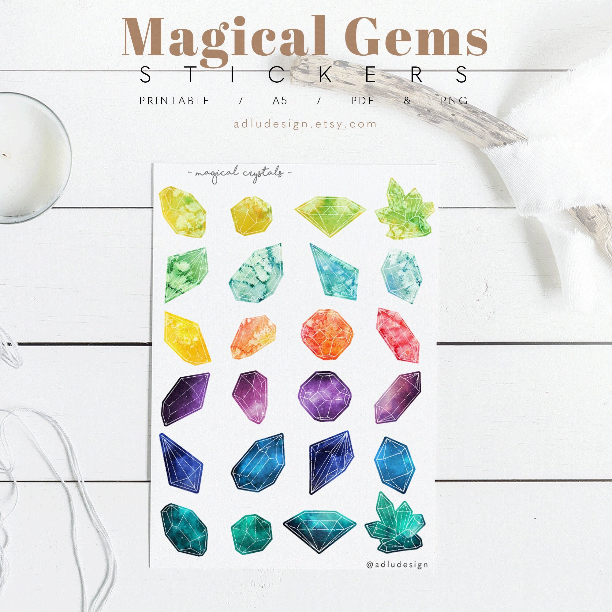 A4 Botanical Stickers for Journals and Planners Herbal Leaves 