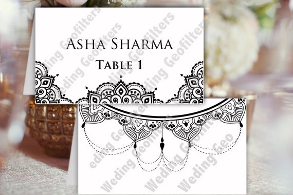 Printable Indian Desi Wedding Wedding Reception Place Card Etsy