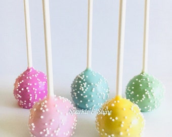 1 Dozen Assorted Pastel Cake Pops, Pastel Cake Pops Facing Down, Rainbow Cake Pops, Unicorn Cake Pops, Custom Orders Available