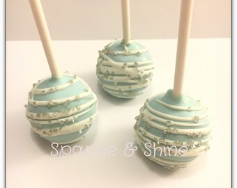 1 Dozen Boys Communion Cake Pops, Baby Boy Baby Shower Cake Pops, Blue Silver Cake Pops, Custom Cake Pops, Baptism Cake Pops