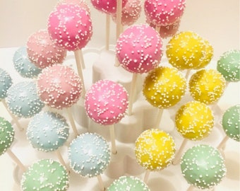 1 Dozen Assorted Pastel Colors Cake Pops FACING UP, Rainbow Cake Pops, Unicorn Cake Pops, Custom Orders Available