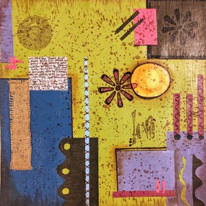 ORYGINALNA SZTUKA Technika mieszana Kolaż Ręcznie robiony Papier artystyczny Malarstwo akrylowe Henna Tusz Juta 12 x 12 Kwadrat ~ Miłość