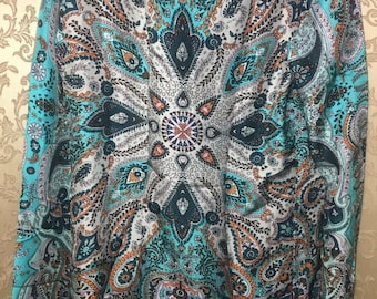 Vintage SUNDANCE Silk Blouse S Oversized Silk Boho Tunic 60's style Mandala Print Kaftan