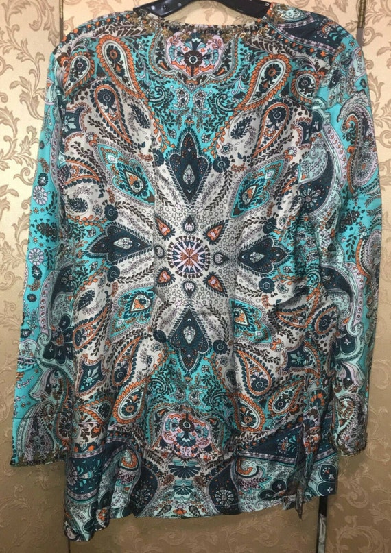 Vintage SUNDANCE Silk Blouse S Oversized Silk Boho