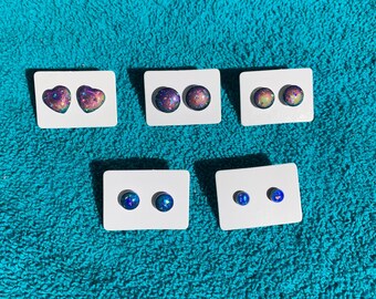 Opal Mood Earring Studs, mood earrings, faux opal, mood stone, retro, hippie, boho