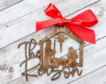 Wooden Christmas Ornament - Rustic Ornament -  Wooden Ornament - Christmas Ornament - Rustic Christmas - Jesus is the Reason for the Season