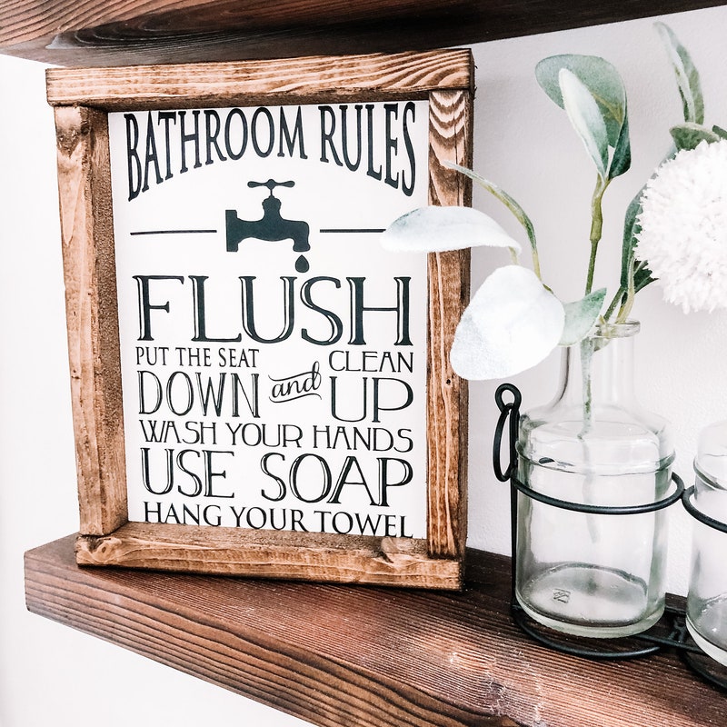 Bathroom Rules Sign Etsy Bathroom Rules Sign Etsy