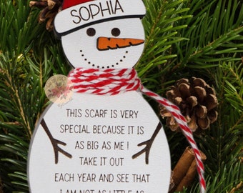 Personalized Kids Ornament - Kids Growth Ornament - Gift for Grandparents - Snowman Ornament - 2023 Ornament for kids