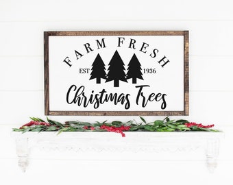 Farm Fresh Christmas Trees Sign - Rustic Christmas Sign - Holiday Sign - Rustic Christmas Decor