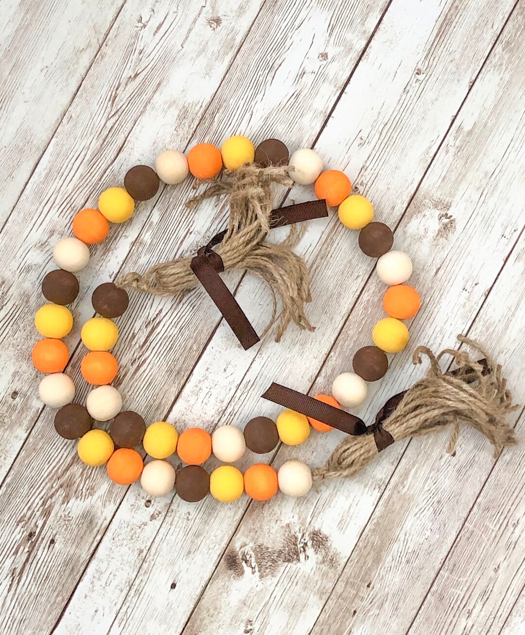 Fall Garland Fall Wooden Beads Farmhouse Garland Tiered Etsy