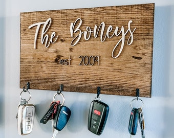 Personalized Key Holder - Keychain holder - Key hooks - personalized wedding gift - personalized name gift