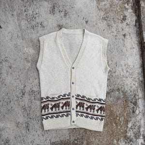 Vintage Wool Sweater Vest | Retro Vest with print 100% wool