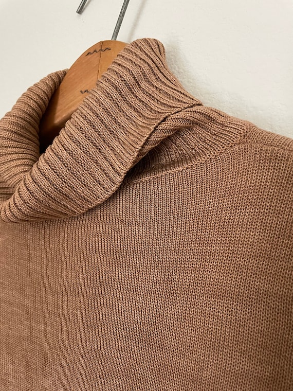 brown knit turtleneck sweater