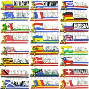 Parches termoadhesivos bordados de alta calidad (letras A-J) con la bandera de Country Sidekick de 3 x 10 cm para el brazo, ideal para viajes.