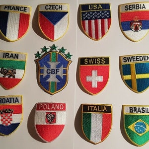 Emblème de drapeau de pays de haute qualité, patchs brodés en fer sur bouclier 2 X 2,5 Nouveau image 2