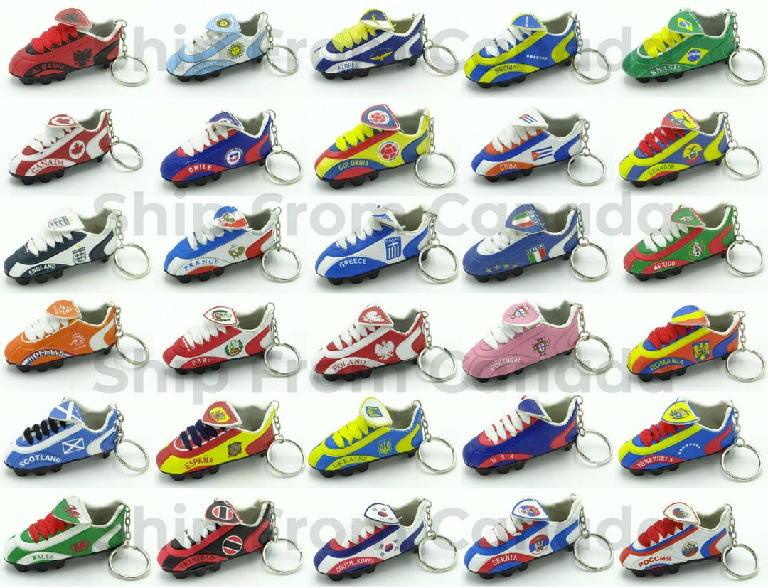 Mini Cleats High Quality Country Flag Mini Soccer Shoe Cleats Boots Keychain Key ...