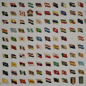 Emblema de bandeira de país de alta qualidade (letra A-K) - Pins de lapela de bandeira - Distintivo de bandeira - Novo