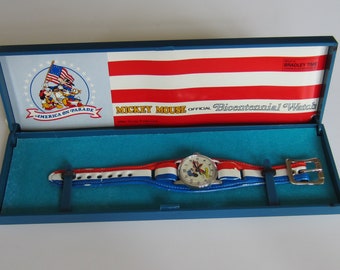 Bradley Mickey Mouse Bicentennial Watch Vintage Disney Bradley Wind-Up USA Bicentennial Watch