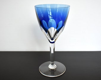 Verre Val St Lambert Gevaert TCPL Verre à eau en cristal bleu vintage Verre en cristal taillé