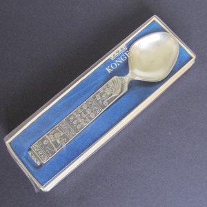 Vintage Konge Zinn Zinn Löffel in Original Box Heilag Olav und seine Leute