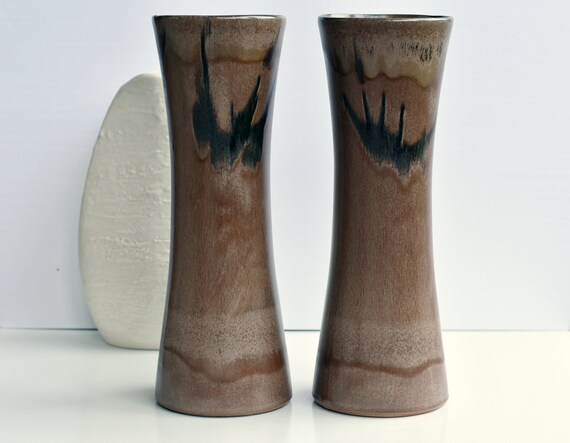 Blue Mountain Pottery Floor Vases Mocha Glaze Vintage Bmp Etsy