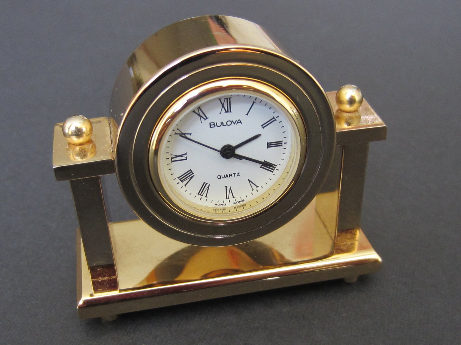 Bulova Miniature Clock Solid Brass Nanette Model, Vintage 1980s