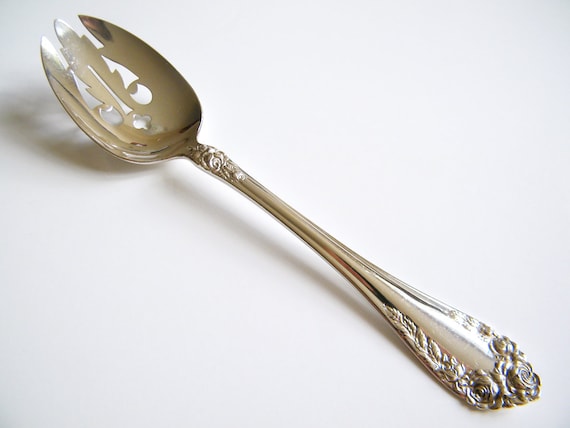 Northumbria Sterling Silver Pierced Serving Spoon Normandy Rose No Monogram Canadian Made Etsy Canada