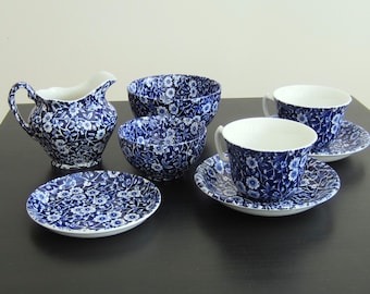 Burleigh Blue Calico Vintage Afternoon Tea China Set: Small Teapot