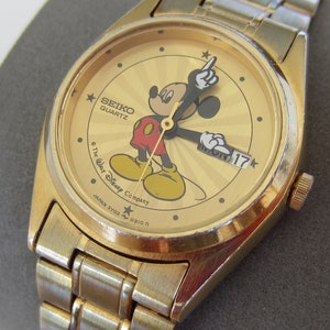 Reloj Seiko Mickey Mouse Sunburst para mujer tono dorado fecha 3Y03 0039 Reloj vintage coleccionable de Disney Bateria nueva Etsy Mexico