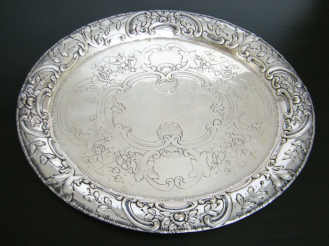 Antique 800 Silver Vanity Tray Made in Germany Solid Silver Medium Size