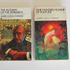 One Hundred Years of Solitude and The Autumn of the Patriarch by Gabriel Garcia Marquez First Edition Avon Books Vintage Paperback Books