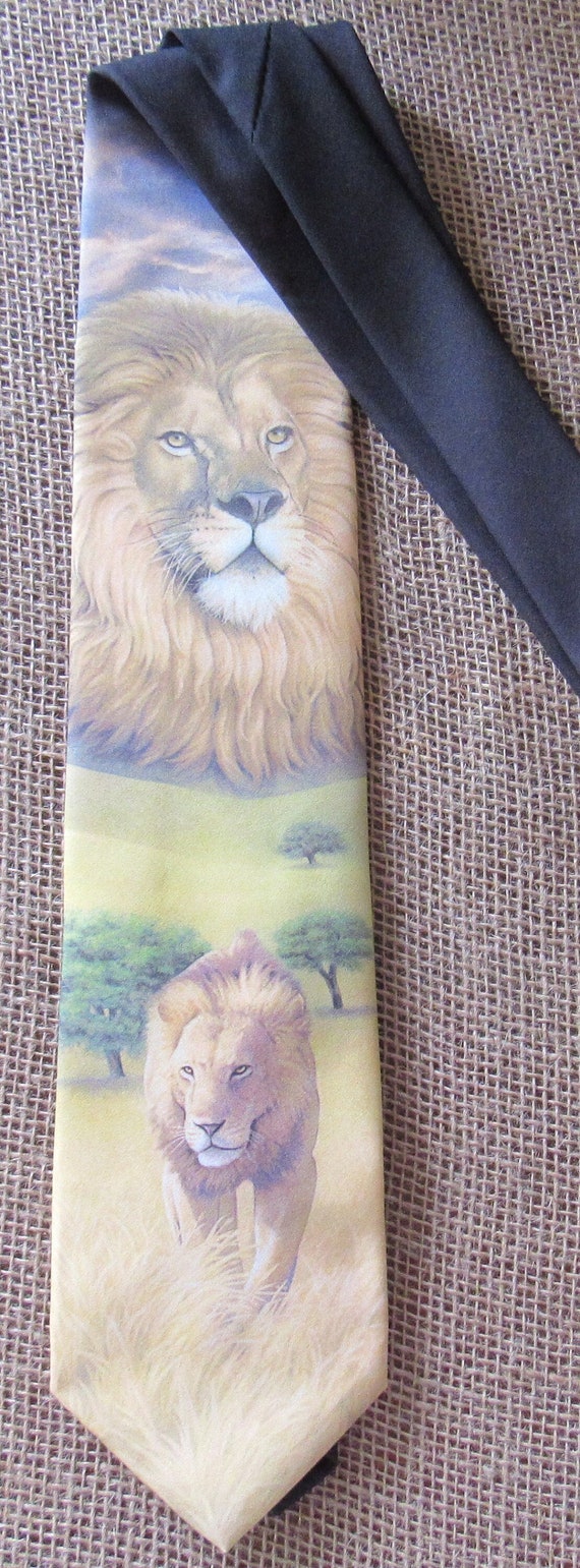 Ralph Marlin Lion Tie L 56” W 3.75 - polyester tie