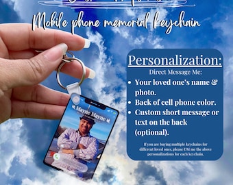 Porte-clés personnalisé pour téléphone portable commémoratif : cadeau souvenir de deuil