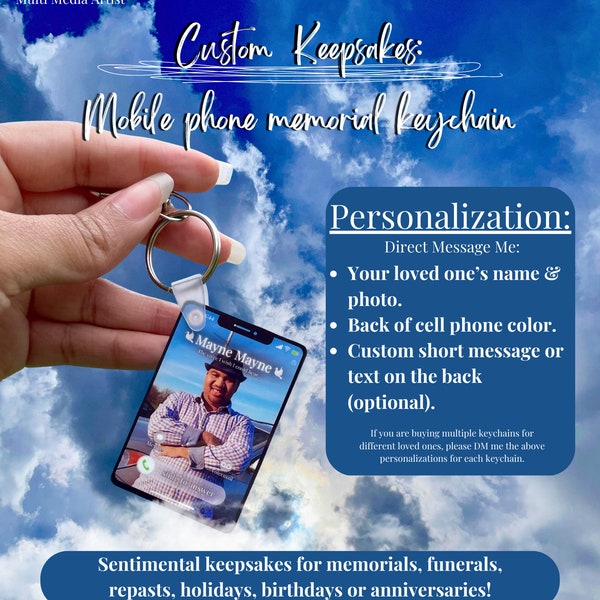 Personalized photo keychain- Memorial Mobile phone design